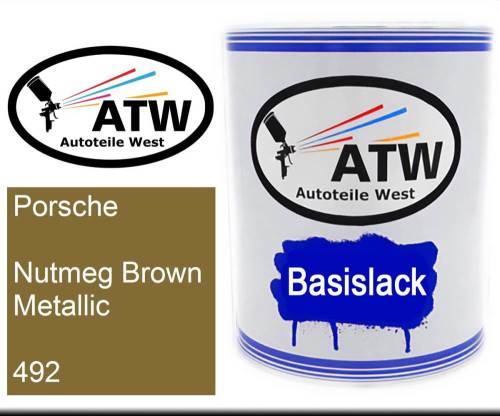 Porsche, Nutmeg Brown Metallic, 492: 1L Lackdose, von ATW Autoteile West.